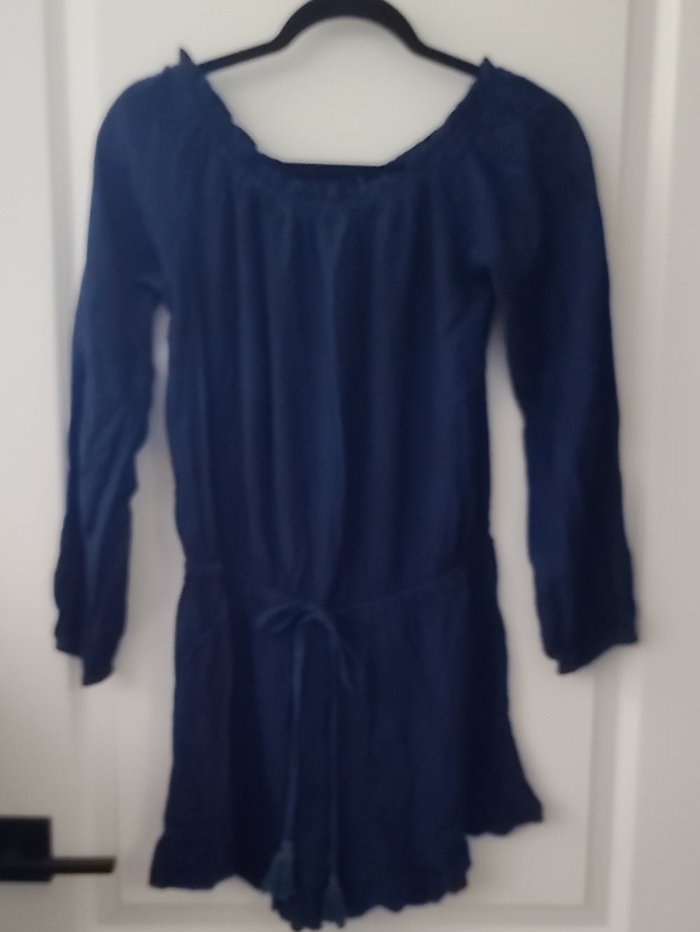 Women’s Navy Blue ROMPER Long-Sleeve  with Tie Waist NWT